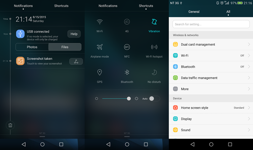Notifications and Settings (EMUI 3.1) 
