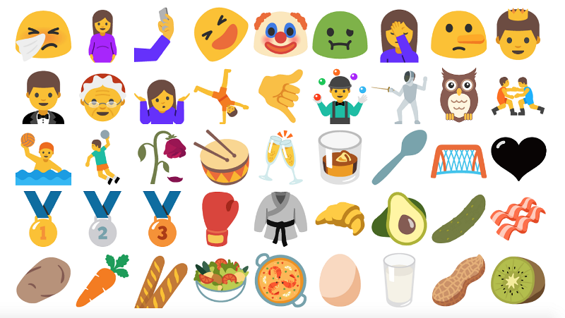 Newly added emojis in Android 7.0 Nougat