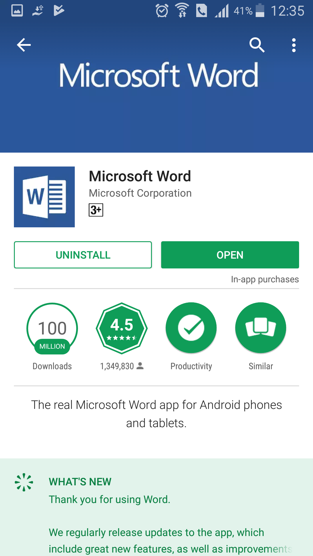 top microsoft apps microsoft word screenshot android