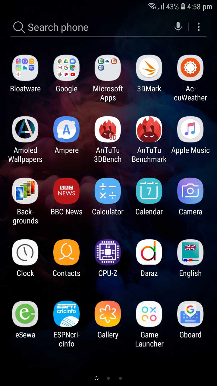 Samsung J7 Duo Apps Tray