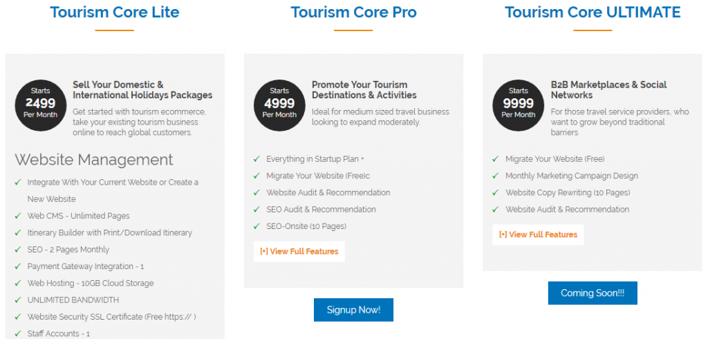tourism core packages