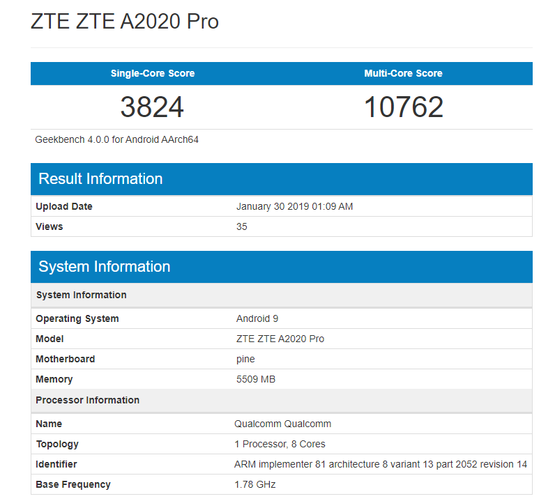 ZTE Axon 10 Pro benchmark