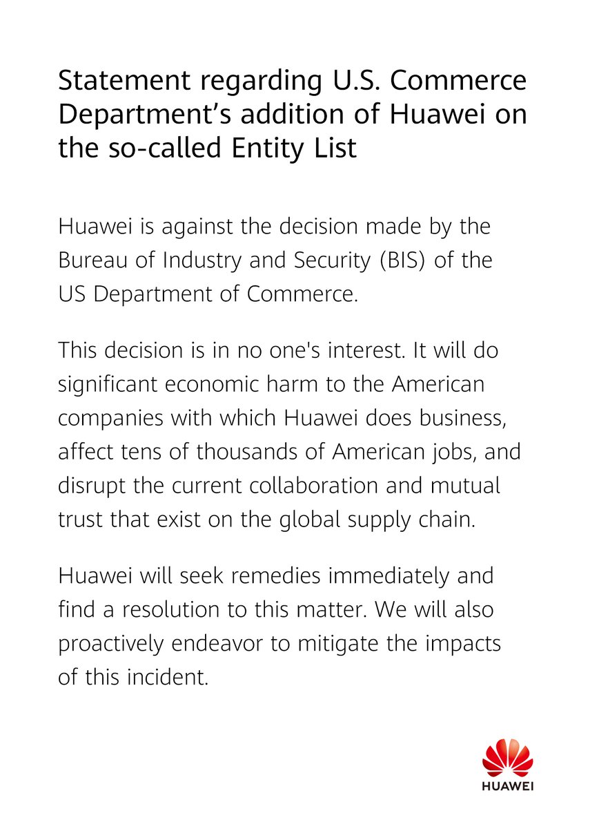 huawei's ban - statement