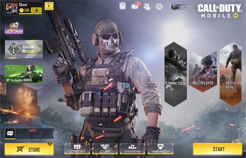 Call of Duty Mobile Homescreen UI