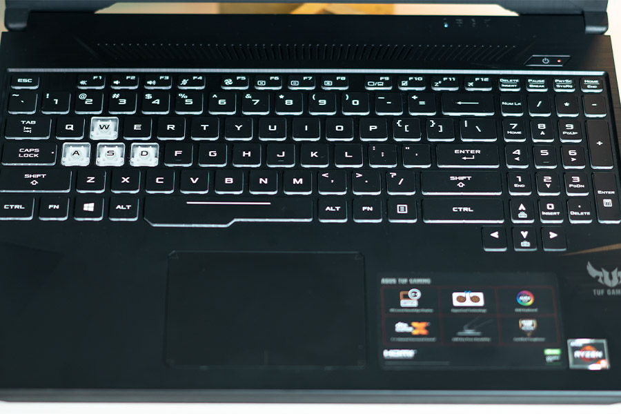 Asus TUF FX505 DD review keyboard