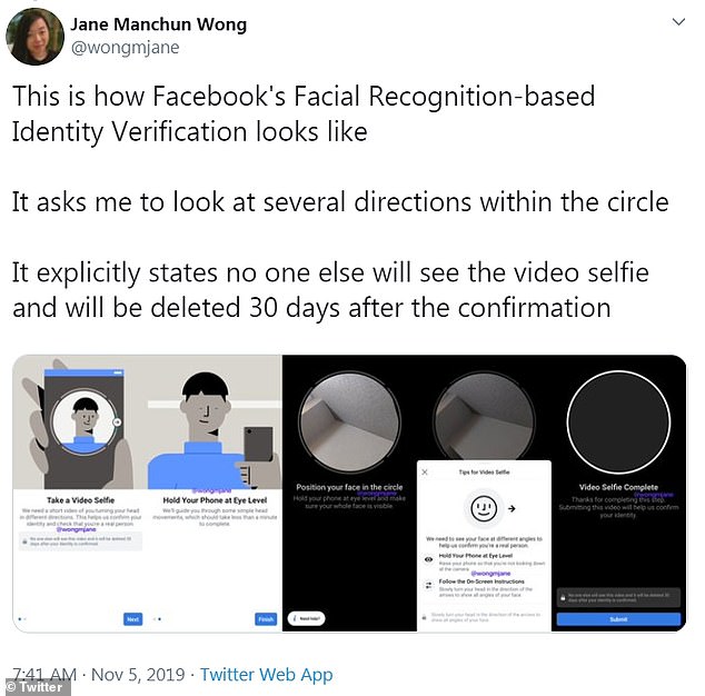Facebook's facial recognition based identity verification jane manchun wong tweet