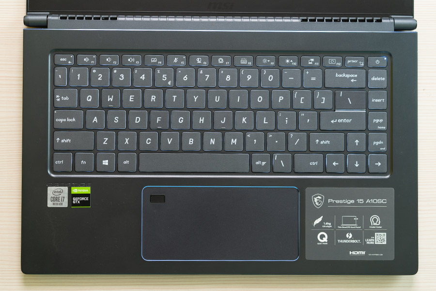 MSI Prestige 15 SC Keyboard mouse pad