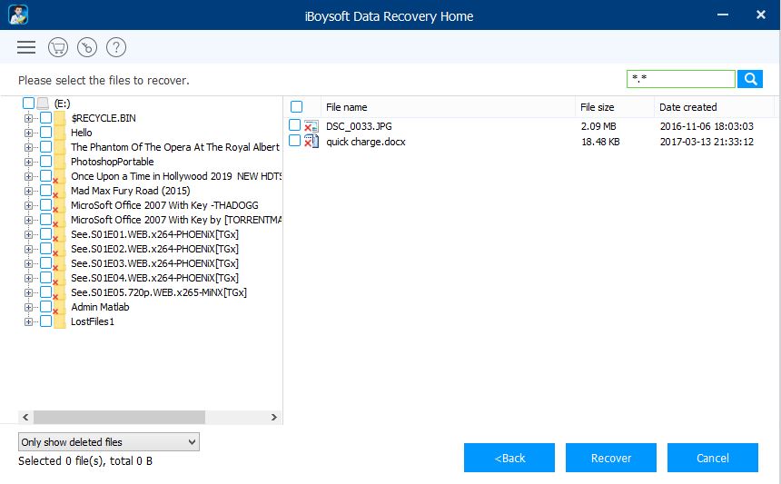 iBoysoft Data Recovery only show deleted files