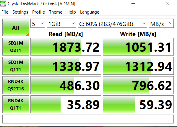 ASUS TUF FX505GT SSD speed