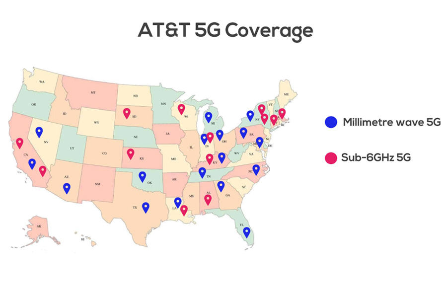 AT&T 5G Coverage - mmWave and sub-6GHz
