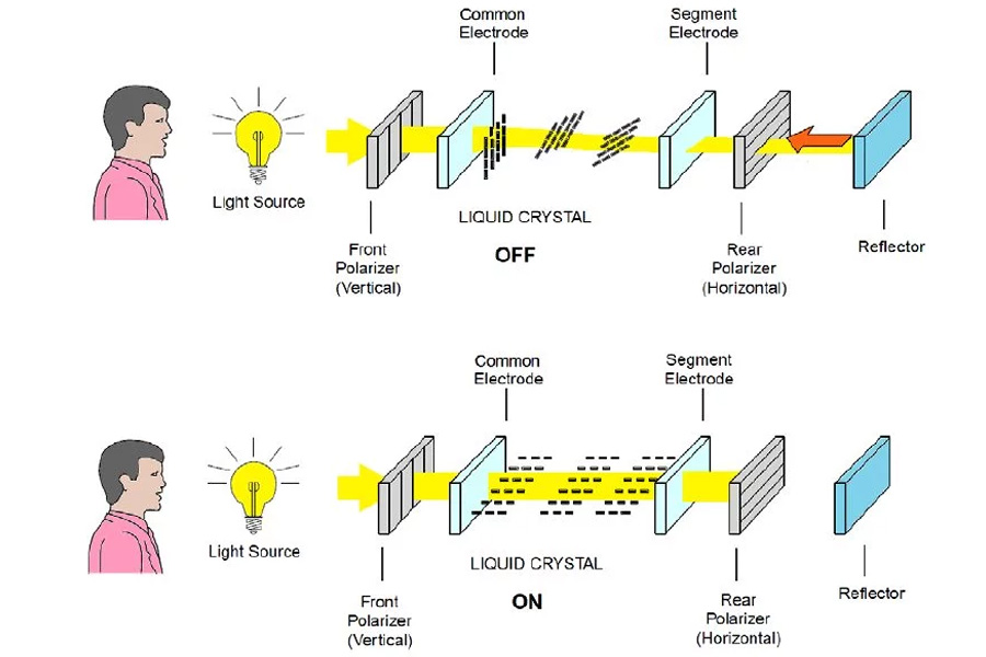 LCD screen working principle [Credit: electroSome.com]