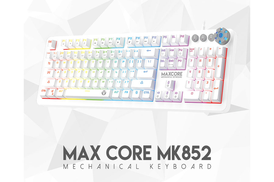 fantech mk852 max core gaming keyboard space white edition media controller