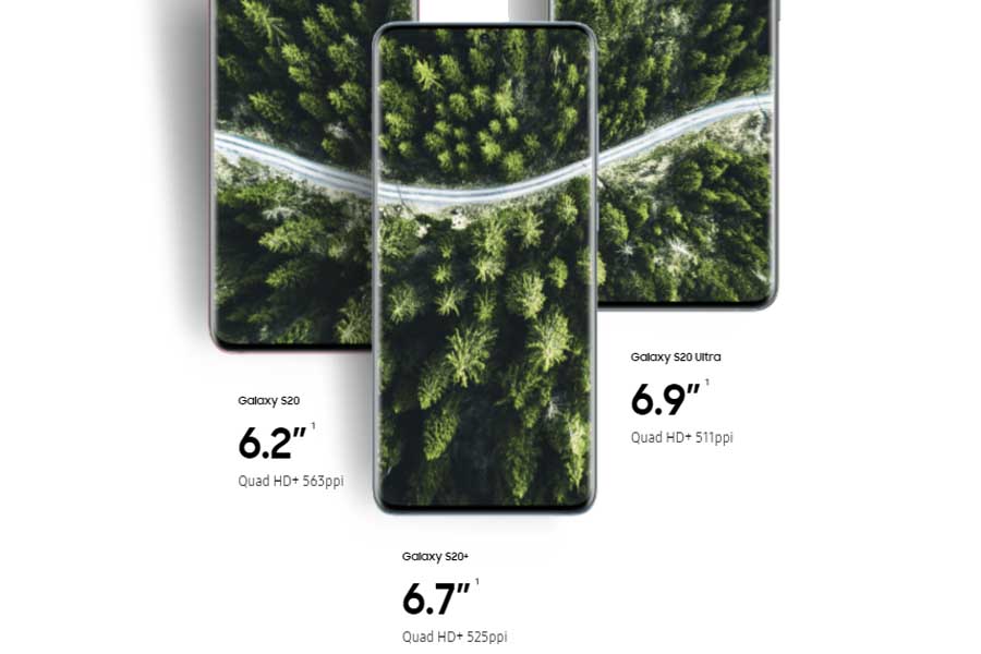 Samsung Galaxy S20, S20+, S20 Ultra Display