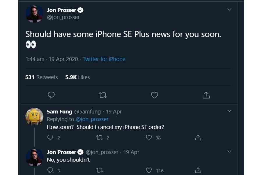 iPhone SE Plus Jon Prosser teaser tweet specs rumors leaks