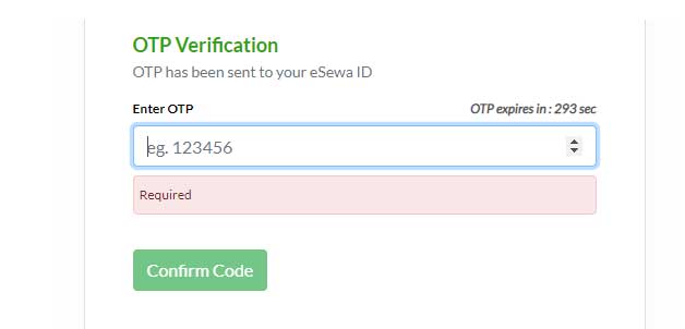 OTP verification eSewa