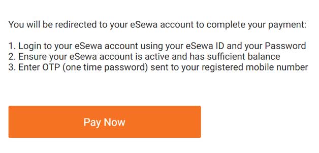 Pay using esewa Daraz