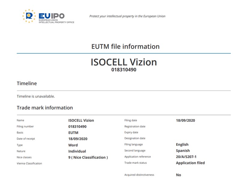 ISOCELL Vizion EUTM file summary