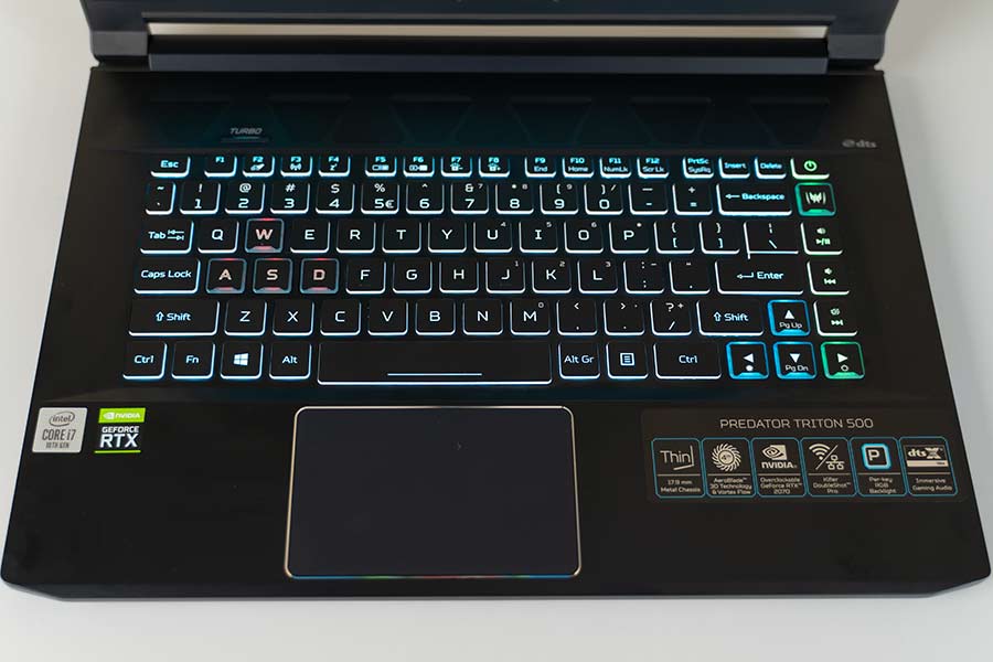 Keyboard-and-trackpad predator triton 500