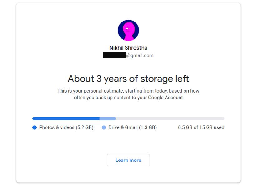 Google Photos - Storage Estimation