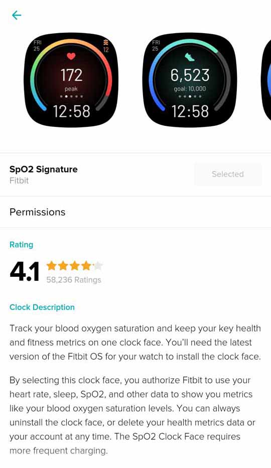 Fitbit App - SpO2 Signature Clock Face