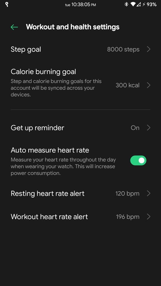 OPPO Watch - Workout settings