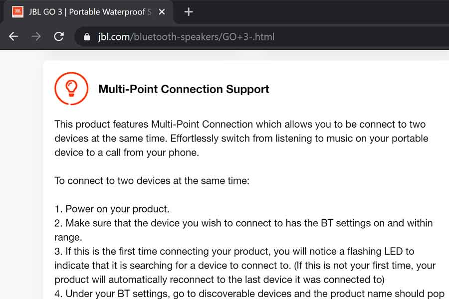 JBL GO 3 - Multi-point Connection