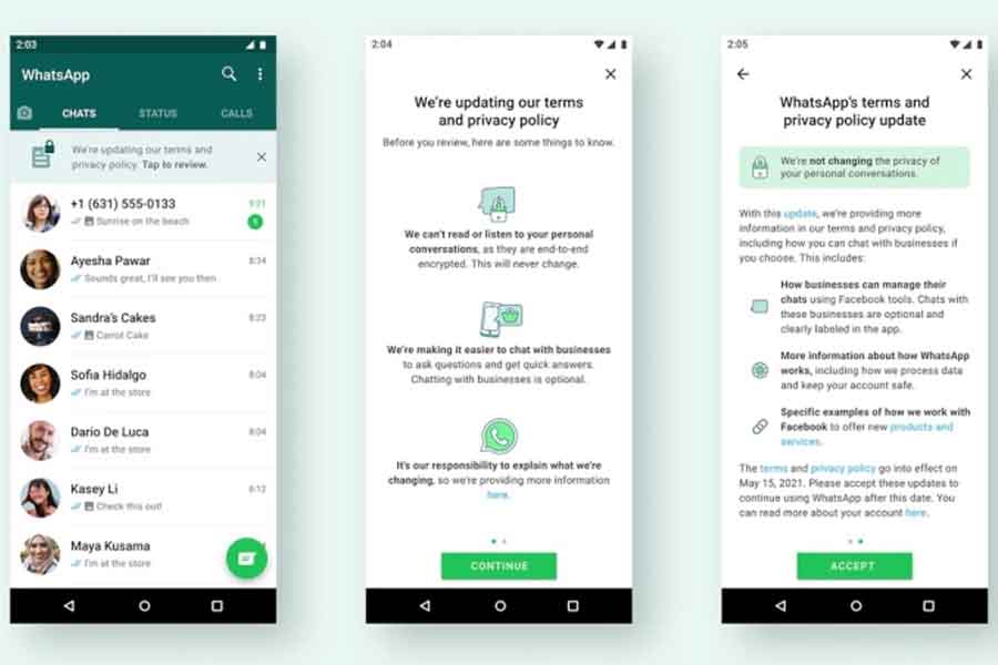 WhatsApp In-App Banner for Policy Review Policy Changes May 15 Privacy Terms and Conditions