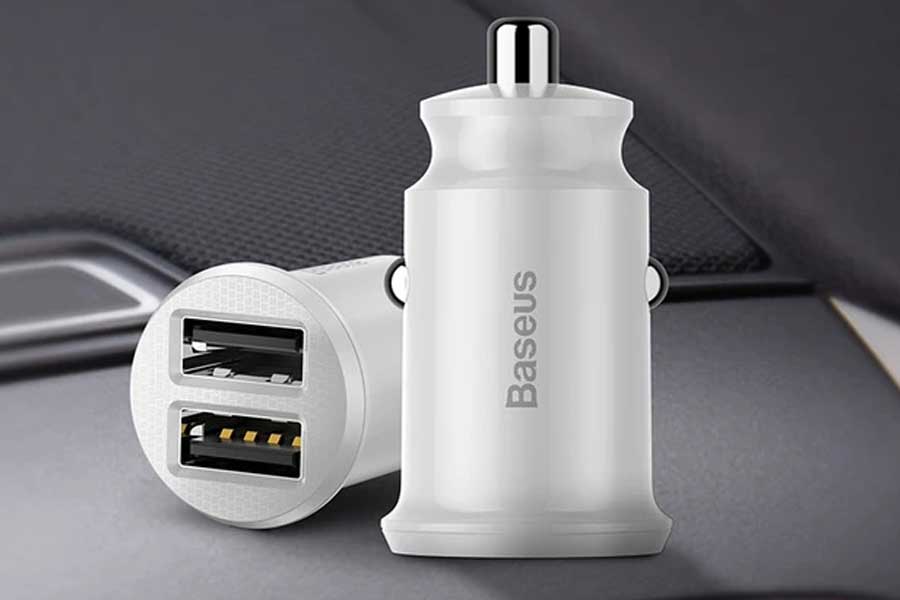 Baseus Grain Mini USB Car Charger (White) brand day sastodeal