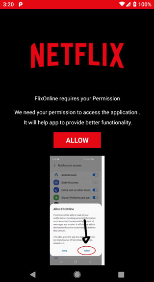 FlixOnline Premission requests