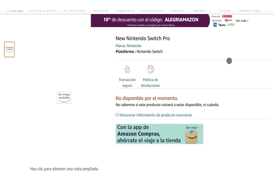 Nintendo Switch Pro Amazon Listing