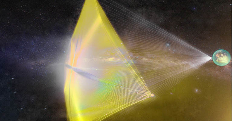 Laser powered sail Alpha Centauri