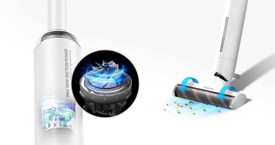 Samsung Bespoke Slim Vacuum Cleaner Motor and Brush