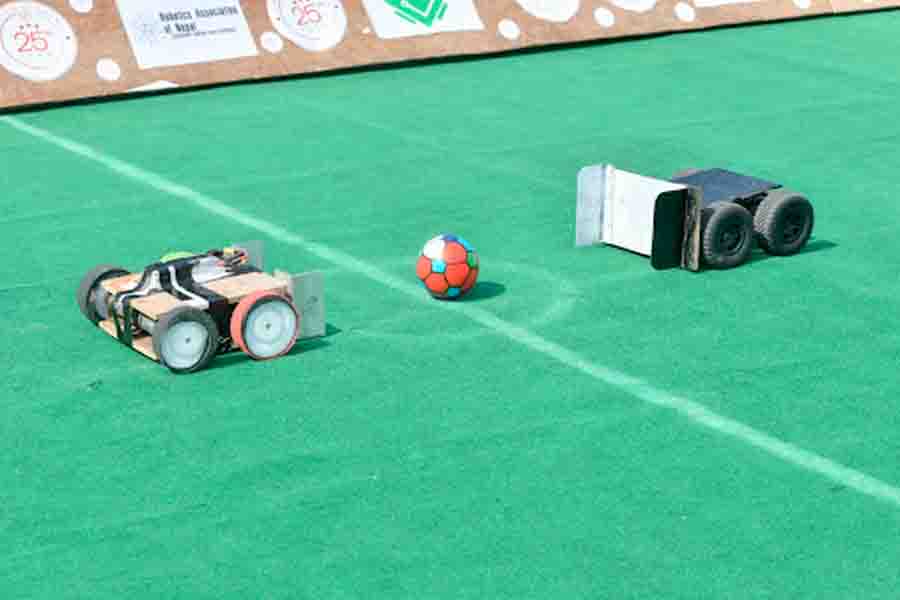United Academy Inter School Soccer Robots in Action
