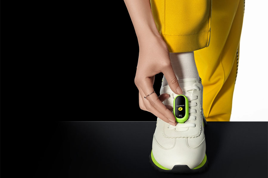 Xiaomi Smart Band 8 on shoes
