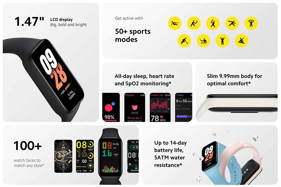 Xiaomi Smart Band 8 Active specs