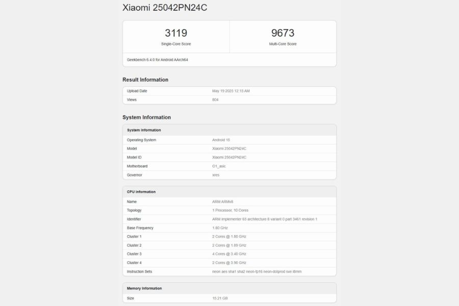 Xiaomi 15S Pro benchmark