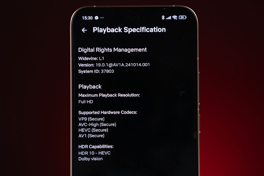 Xiaomi 15T Pro Netflix HDR